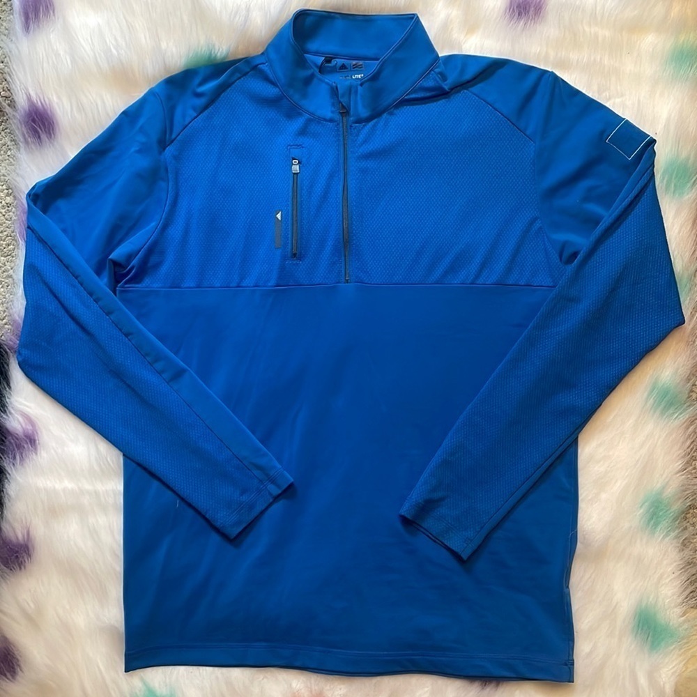 ADIDAS Blue ClimaLite Golf‎ Long Sleeve Quarter Zip